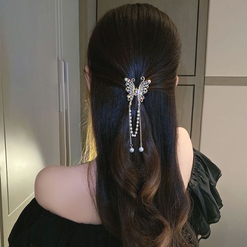 デザイン性抜群蝶フリンジ不規則形ヘアアクセサリー