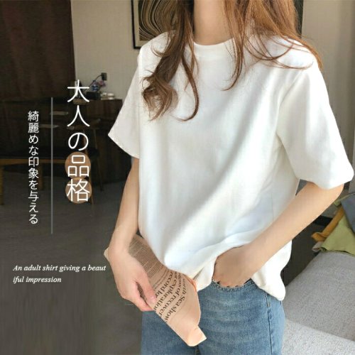 tシャツ半袖レディーストップスカットソークルーネック夏無地ショート丈半袖Tシャツ無地TシャツTシャツコットンショート丈シンプル白tシャツ重ね着きれいめカジュアル春夏ホワイトtシャツおしゃれプルオーバー20代30代ベーシック夏送料無料