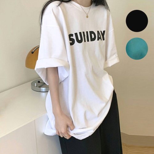 Tシャツtシャツレディース半袖カジュアル大きいサイズ体型カバーオーバーサイズ大きいロゴ春夏韓国ファッション中国プリントゆったりかわいいシンプルロゴTトップス