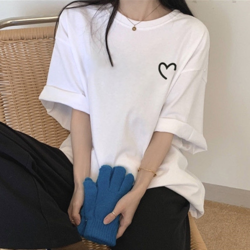 ins超人気 プリント ラウンドネック 半袖 シンプル カジュアル 合わせやすい Tシャツ夏服 夏コーデ ファッション 今日のコーデ 大人コーデ レディース