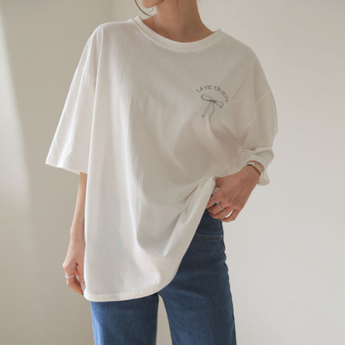 韓国ファッション　プリント　ゆるシルエット　半袖Ｔシャツ